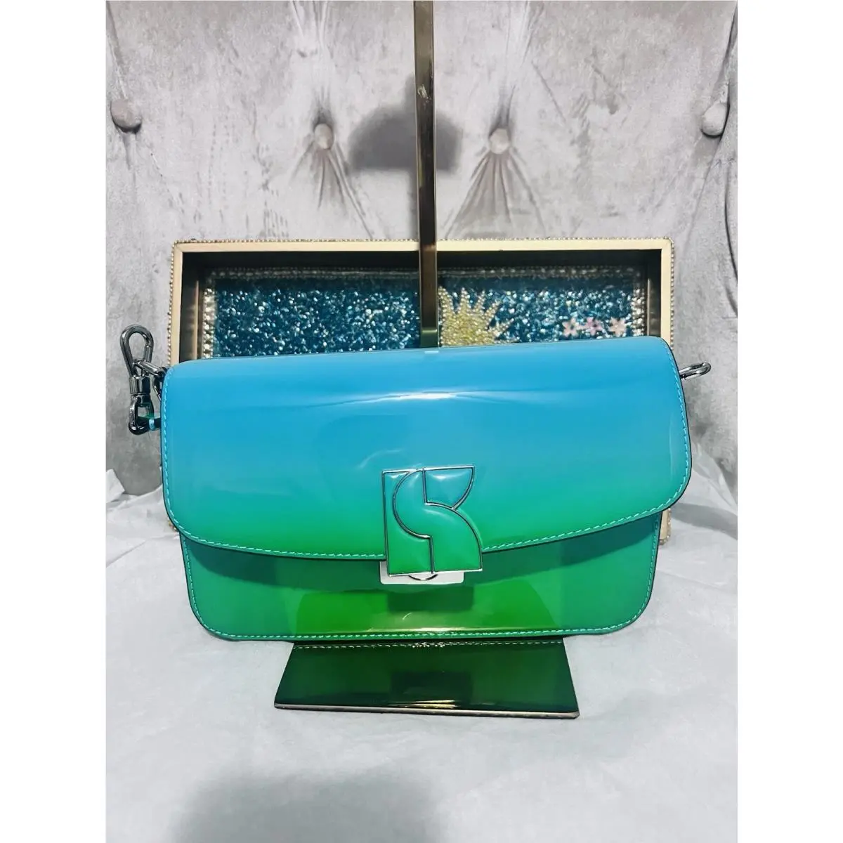 Kate Spade Dakota Ombre Patent Leather Small Crossbody Bag Handbags Mint Green