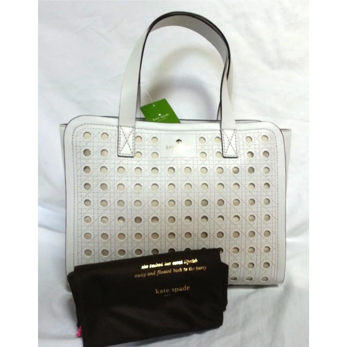 Kate Spade New York Patio Place Kimmie Fresh White Leather Tote Bag-NWT-SRP:$428