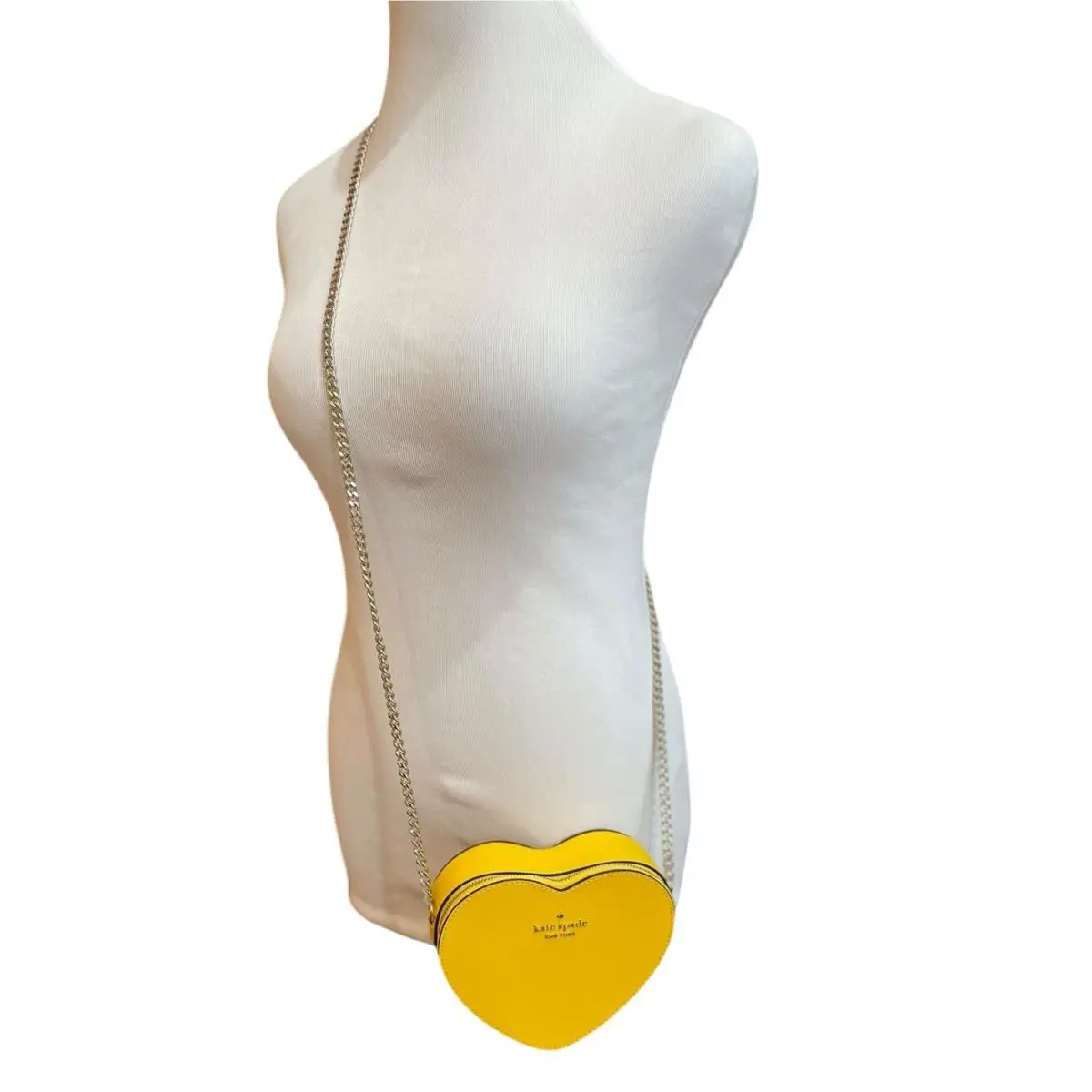 Kate Spade Love Shack Mini Heart Crossbody Chain Bag Yellow Leather K6063