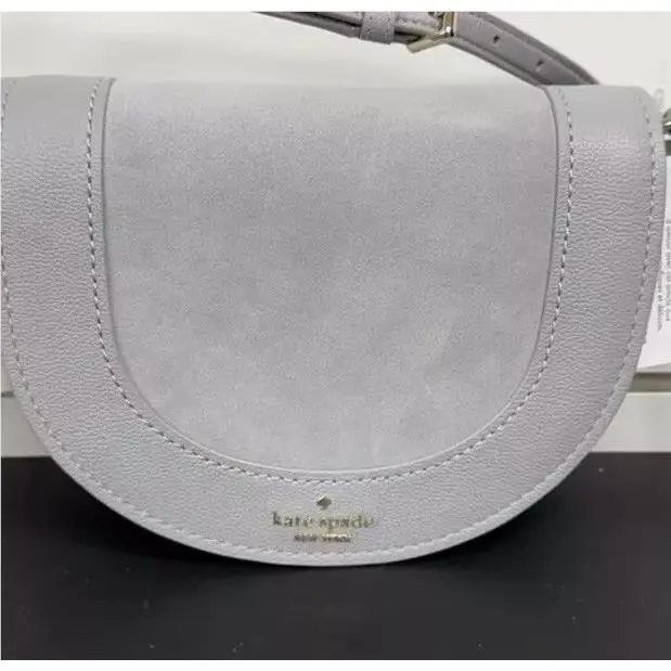 Kate Spade Luna Crescent Crossbody Suede and Leather Grey Multi