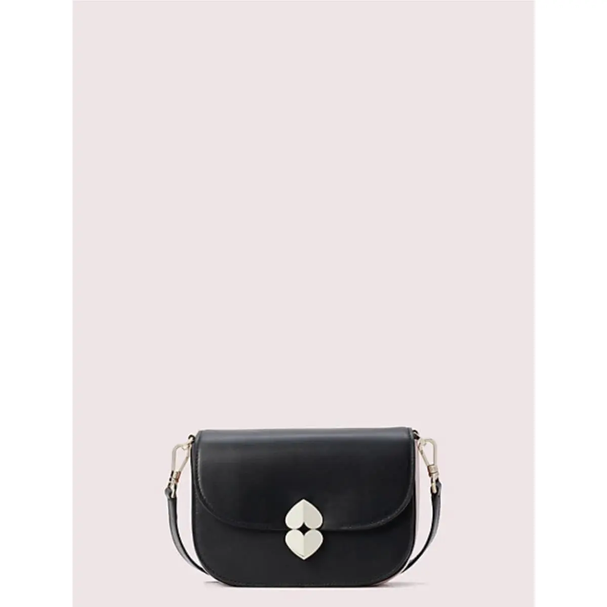 Lula Small Saddle Crossbody Bag Black Convertible Clutch Hearts by Kate Spade