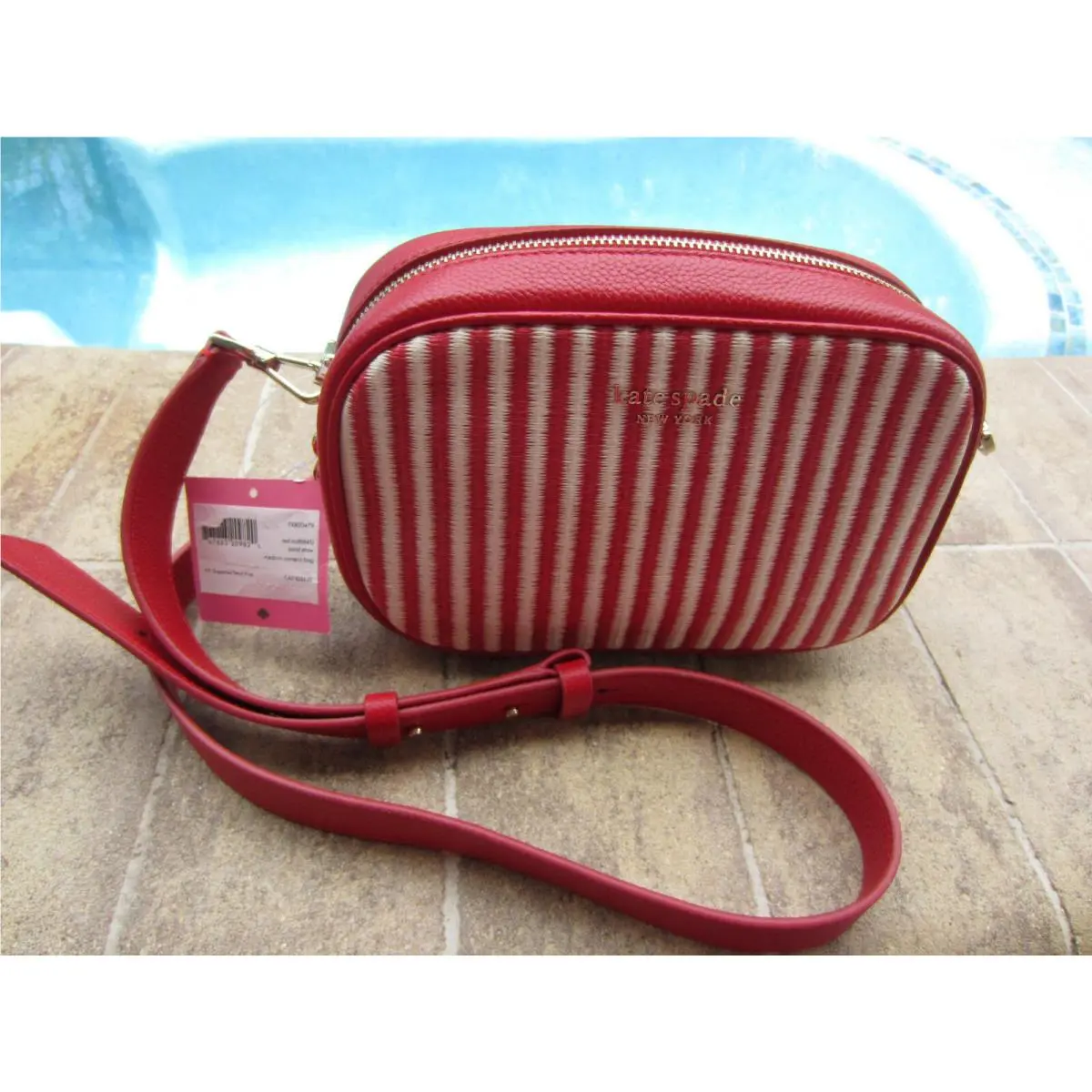 Kate Spade Astrid Straw Medium Camera Bag PXR00479 Crossbody Purse