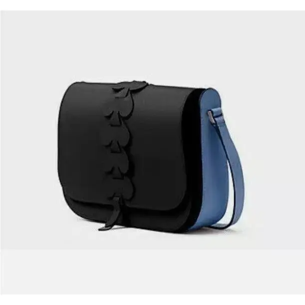 Kate Spade Nadine Woven Spade Medium Flap Shoulder Leather Bag Black/violet