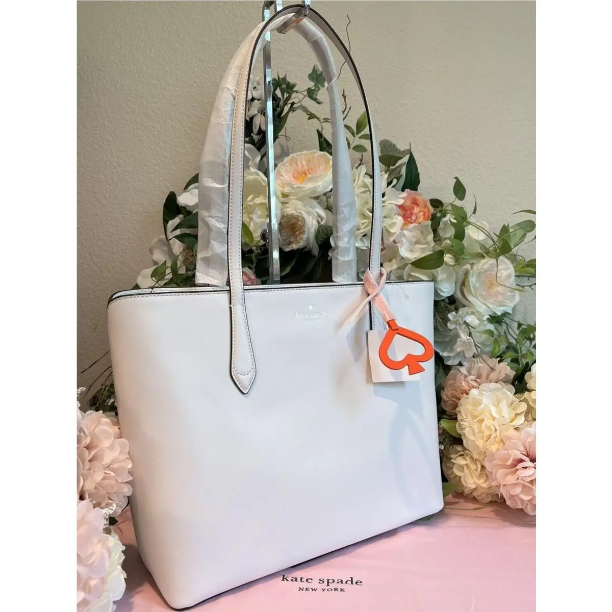 Kate Spade New York Leather Breanna Tote/shopper/shoulder Bag Parchment White