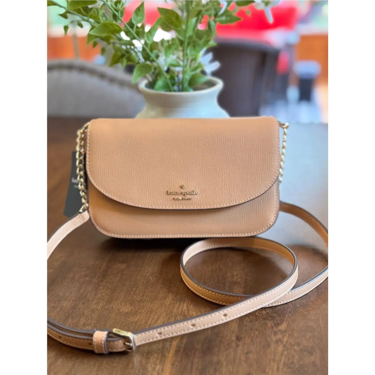 Kate Spade Kristi Flap Crossbody Refined Grain Leather - Tiramisu Mousse