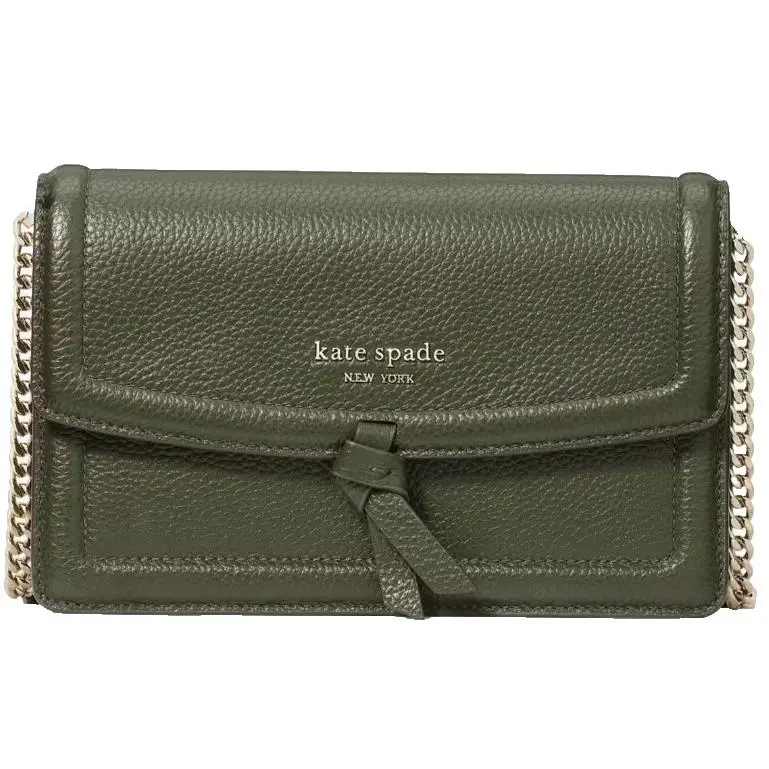 Kate Spade Knott Flap Crossbody Bag Dark Green Leather Purse K6830 R