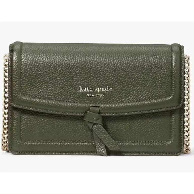 Kate Spade Knott Flap Crossbody Bag Dark Green Leather Purse K6830 R