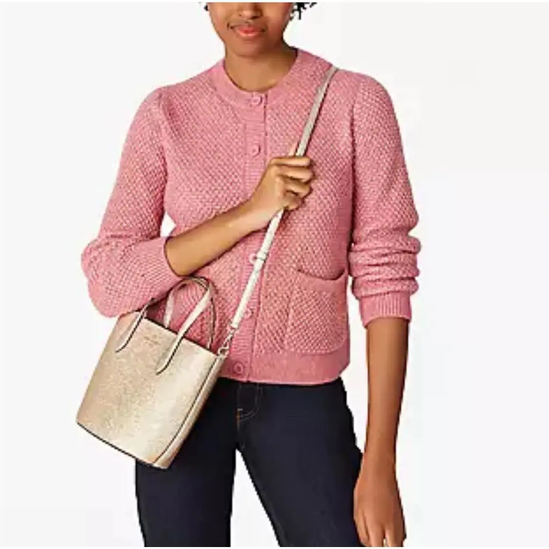 Kate Spade New York Gold Glimmer Mixed Material Satchel/bag KE460