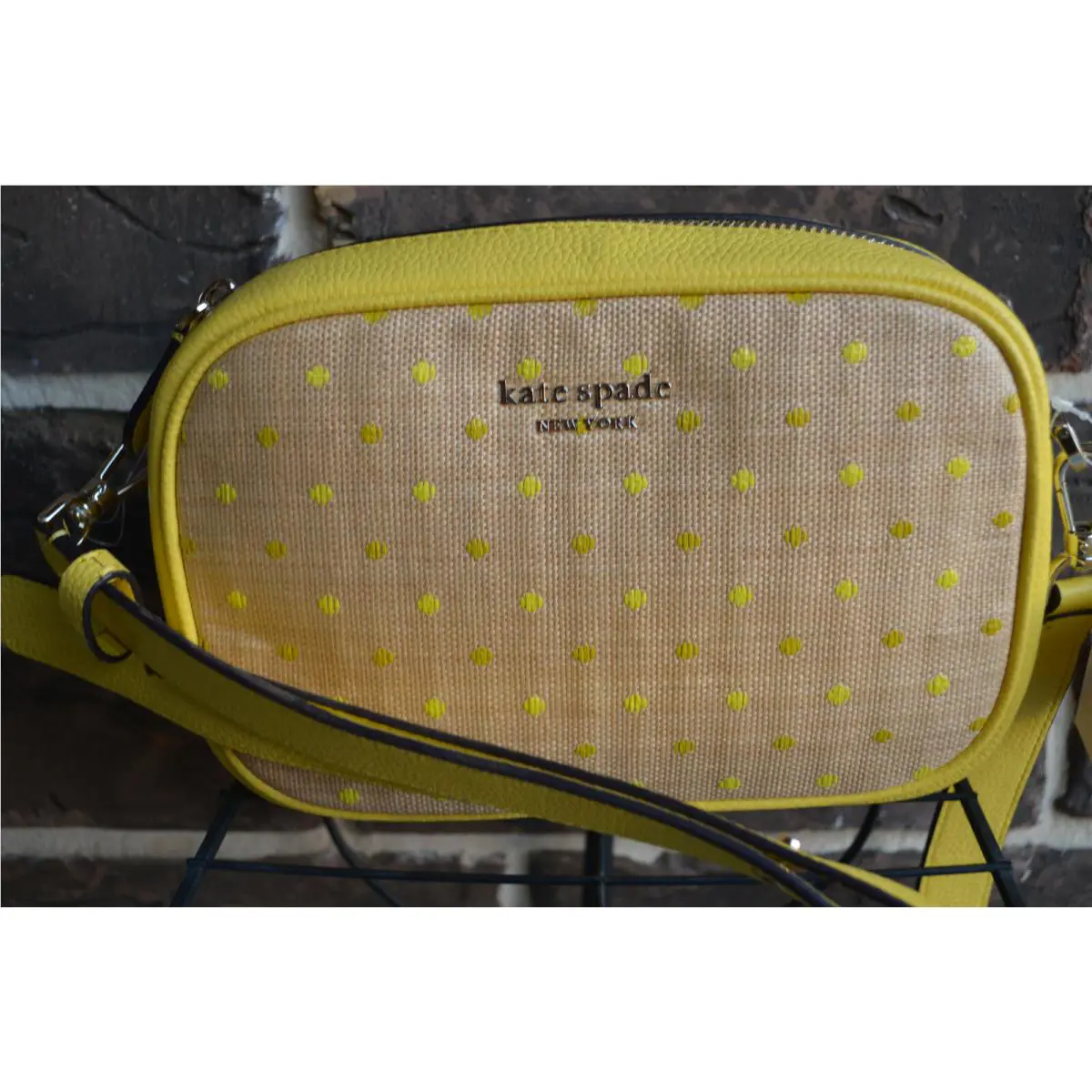 Kate Spade New Yorkastrid Raffio Dot Medium Camera Crossbody Bag Yellow