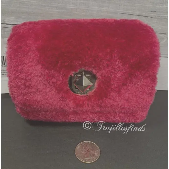 Kate Spade Audrey Shearling Micro Crossbody Bag Festive Pink K9280 New
