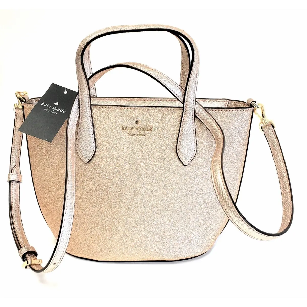 Women`s Glimmer Glitter Zip Crossbody Shoulder Bag Satchel Gold Small by Kate Spade