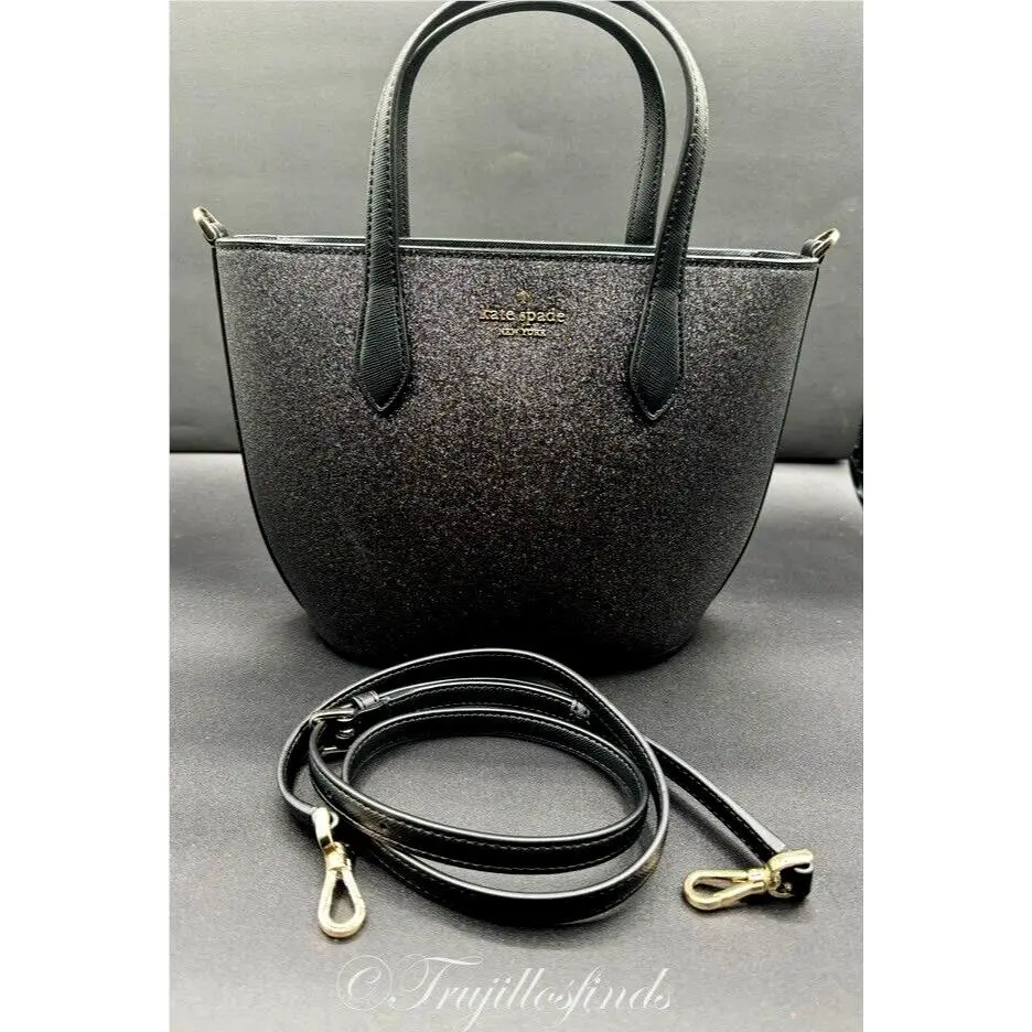 Kate Spade Black Glitter Satchel Crossbody Bag KE460 New