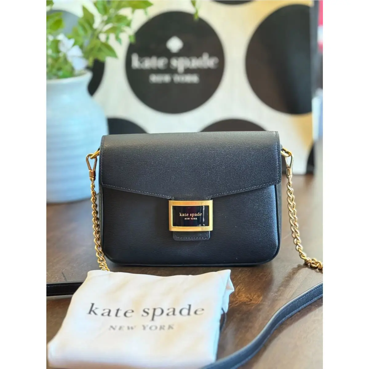 Kate Spade New York Katy Textured Leather Flap Chain Crossbody Purse w/ Dustbag