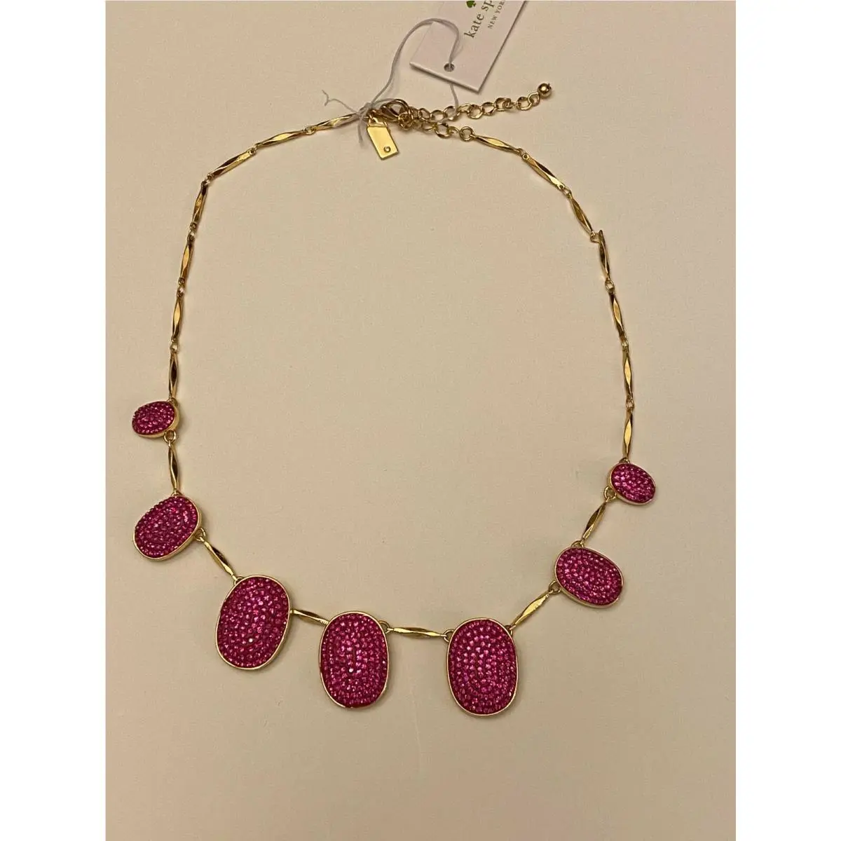 Kate Spade Fuchsia/ Pink Gold Pave The Way Stones Necklace Rsv: