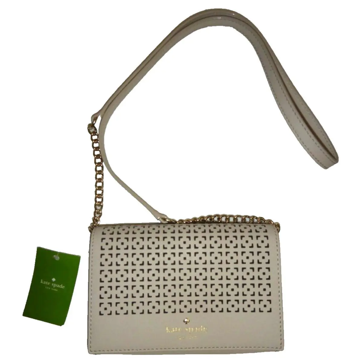 Kate Spade Womens Cami Convertible Flap Crossbody Bag Clutch Crisplinen Saffiano
