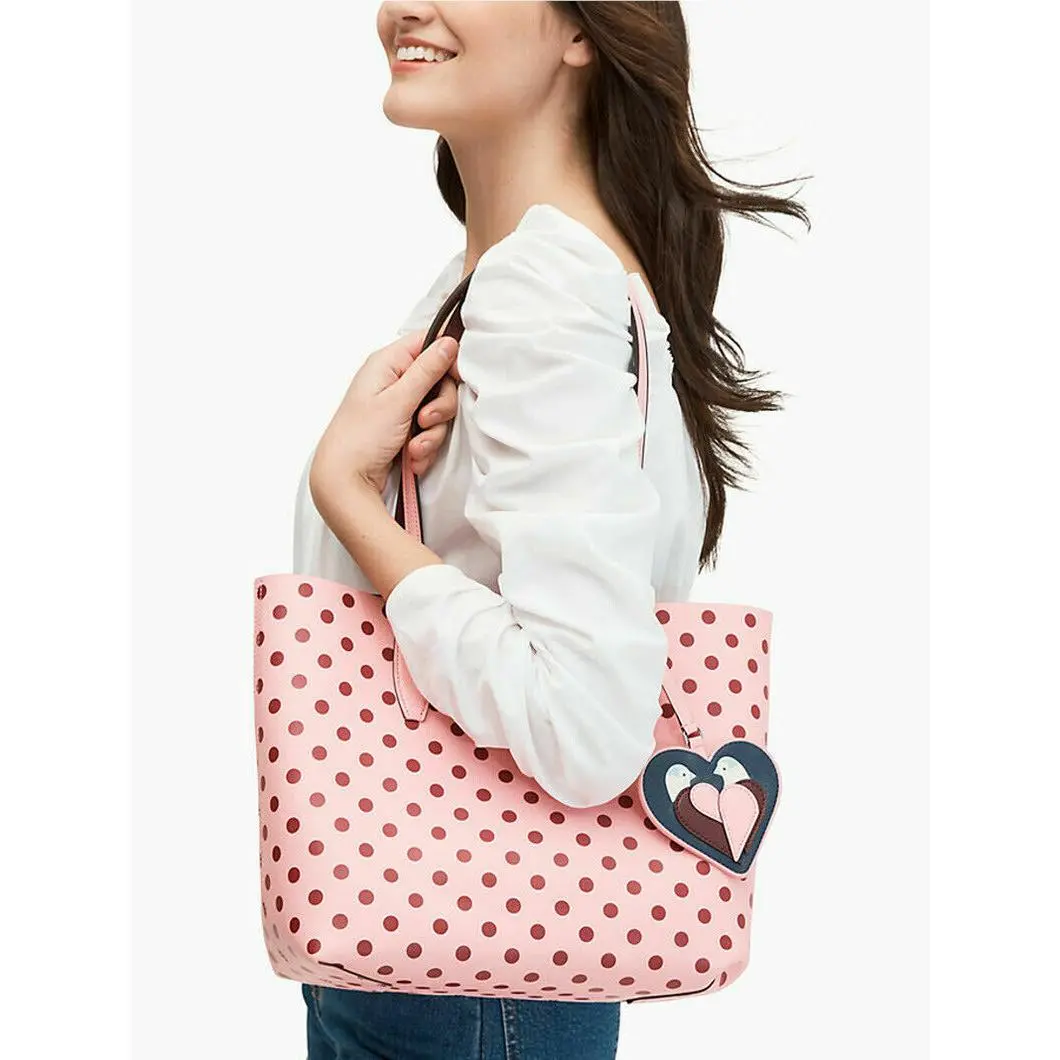 Arch Love Birds Small Reversible Tote Bag Pink Mult WKRU6395 by Kate Spade