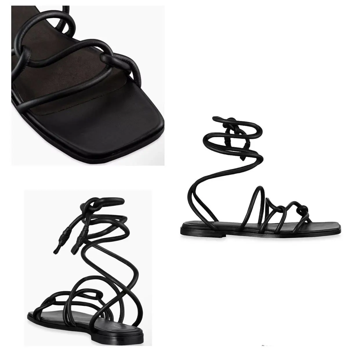 Rag & Bone Frame Le Remi Leather Lace-up Sandals In Black Size: 36 US 5