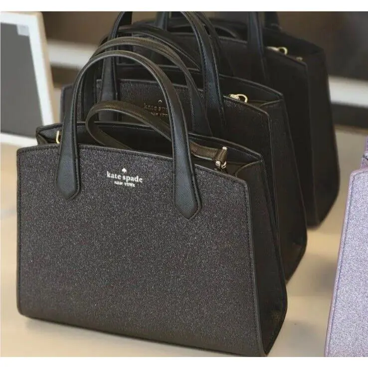 Kate Spade Tinsel Glitter Fabric Satchel Crossbody Bag In Black