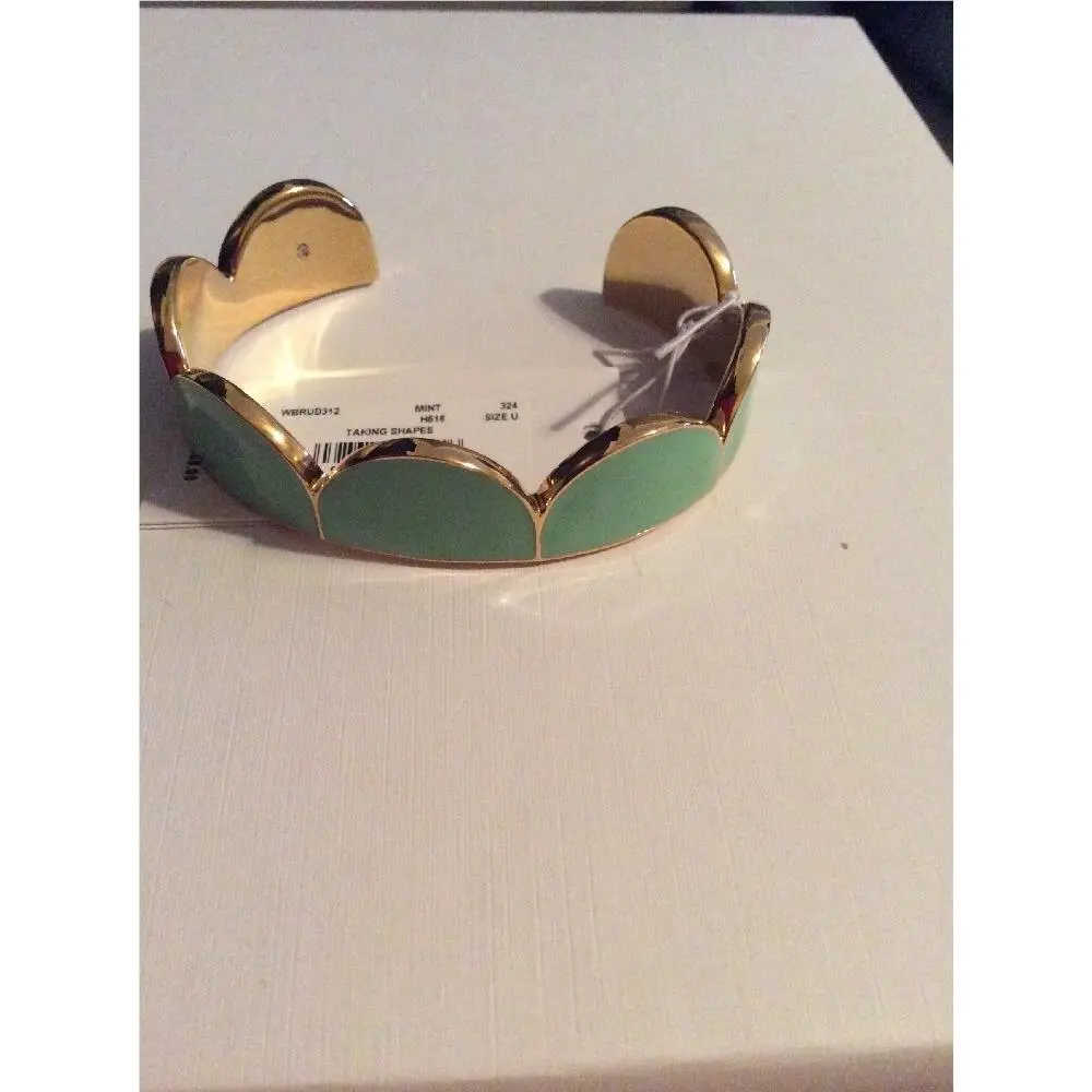 Kate Spade York Resin Goldtone Scalloped Cuff Taking Shapes Green 302