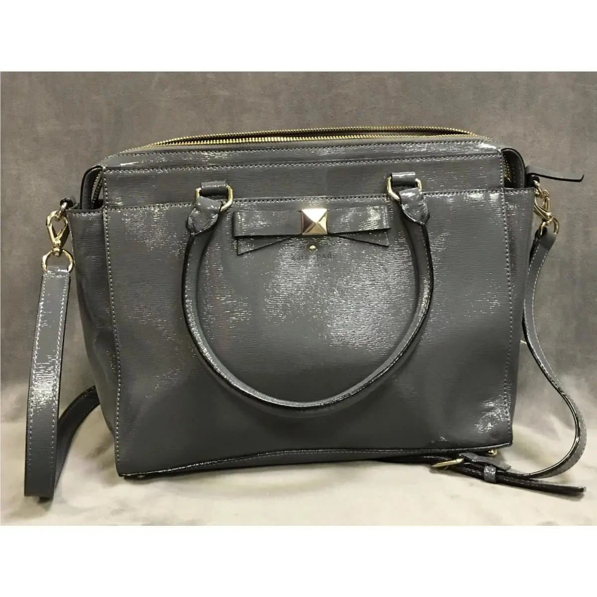 Kate Spade Shadow Grey Beacon Court Jeanne Leather Handbag Bag Purse