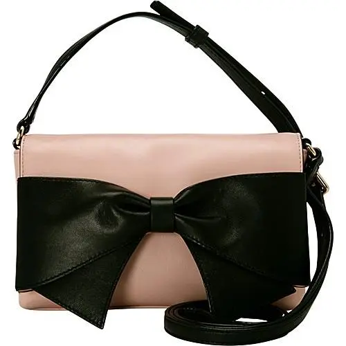 Kate Spade Bow Beau Leather Hanover Street Aster Crossbody Bag Pale Pink Black