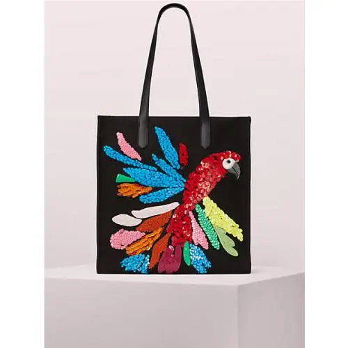 Kate Spade Kitt Parrot Embellished Extra Large North South Tote Shopping Bag