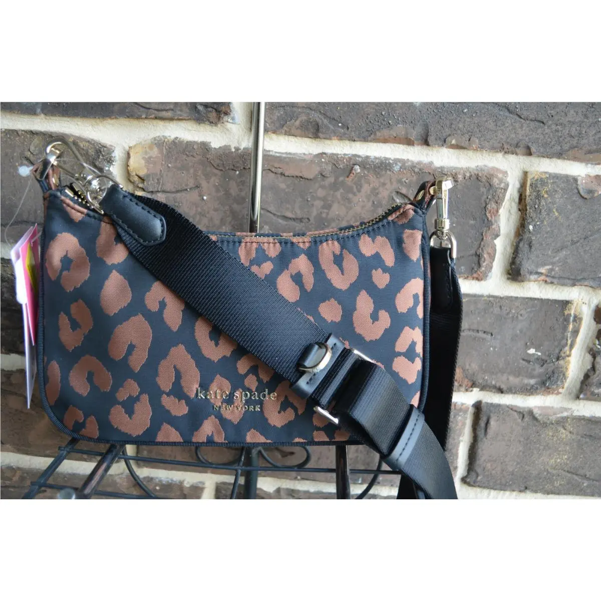 Kate Spade The Little Better Sam Nylon Small Crossbody Leopard Black