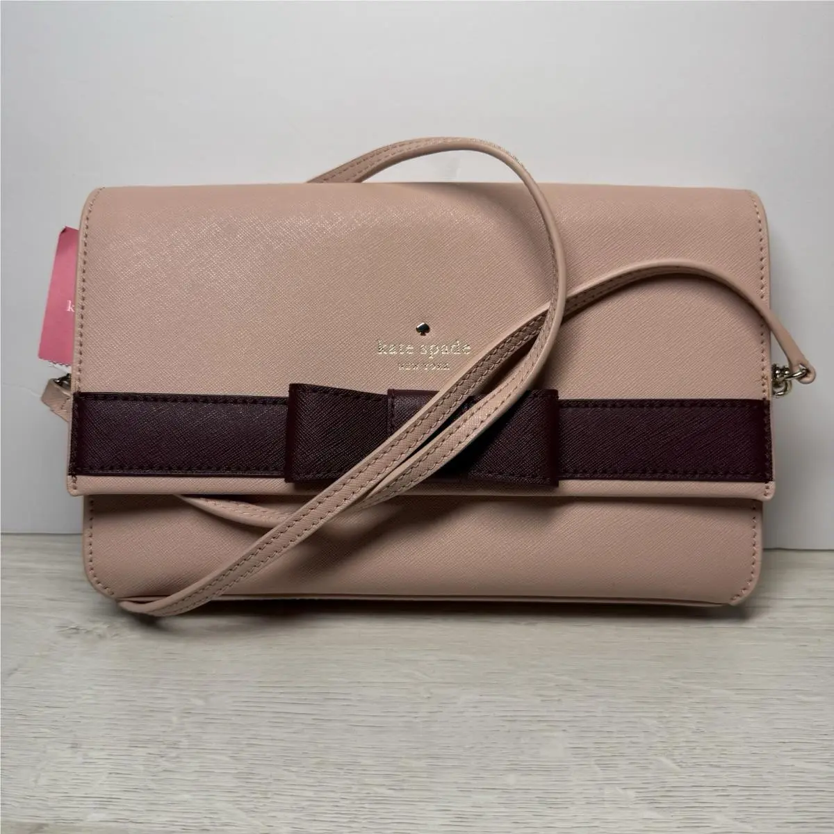 Veronique Kirk Park Saffiano Leather Crossbody Chain Bow WKRU4008 by Kate Spade