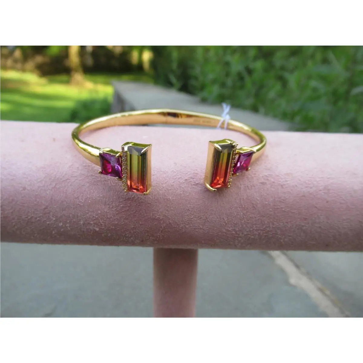 Kate Spade Geo Gems Ombre Hinged Cuff Bracelet-multi Color/$78