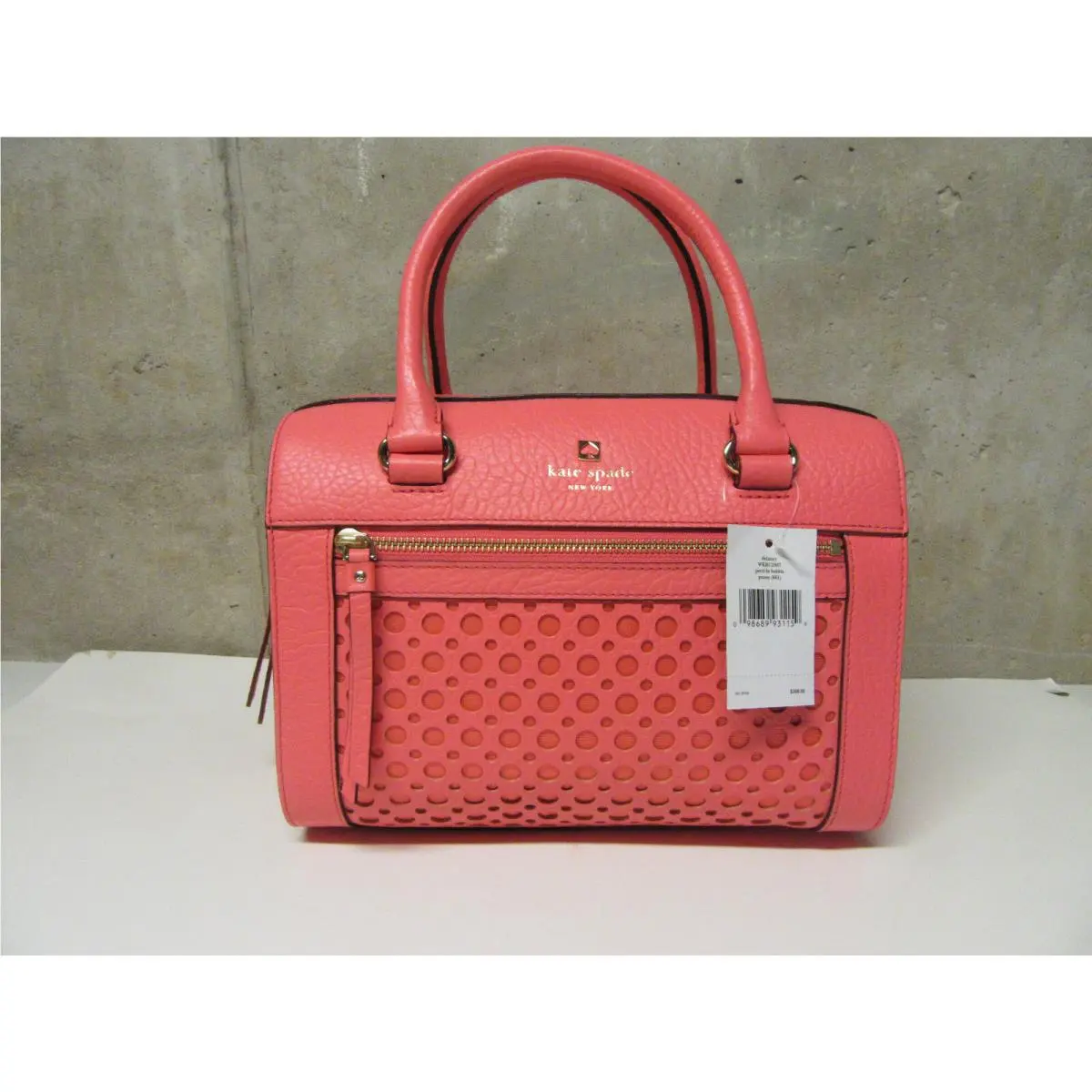 Kate Spade Perri Lane Delaney Bubbles Leather Satchel Crossbody Peony