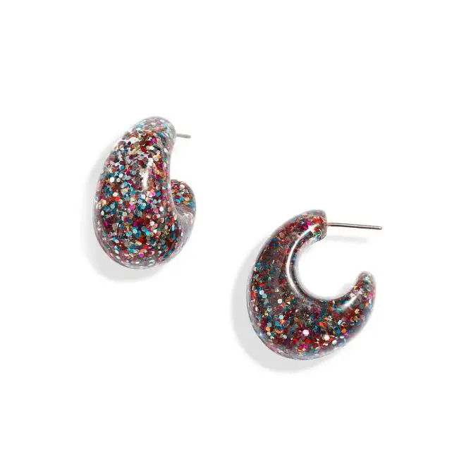 Kate Spade Multicolor Glitter Huggie Earrings Women`s Jewelry W1005