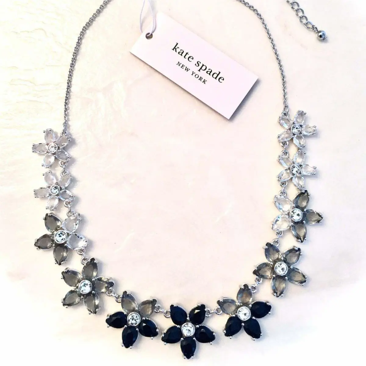 Kate Spade New York Bed OF Roses Black Crystal Flower Necklace