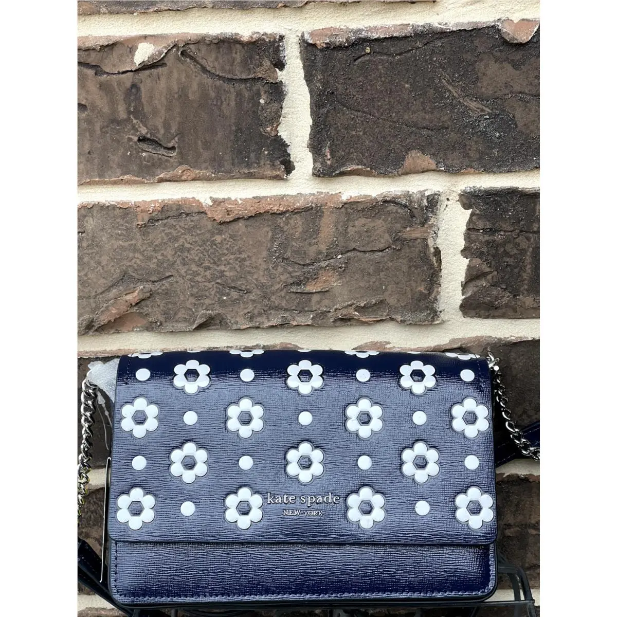 Kate Spade Morgan Daisy Dot Emboss Saffiano Lthr Crossbody Parisian Navy