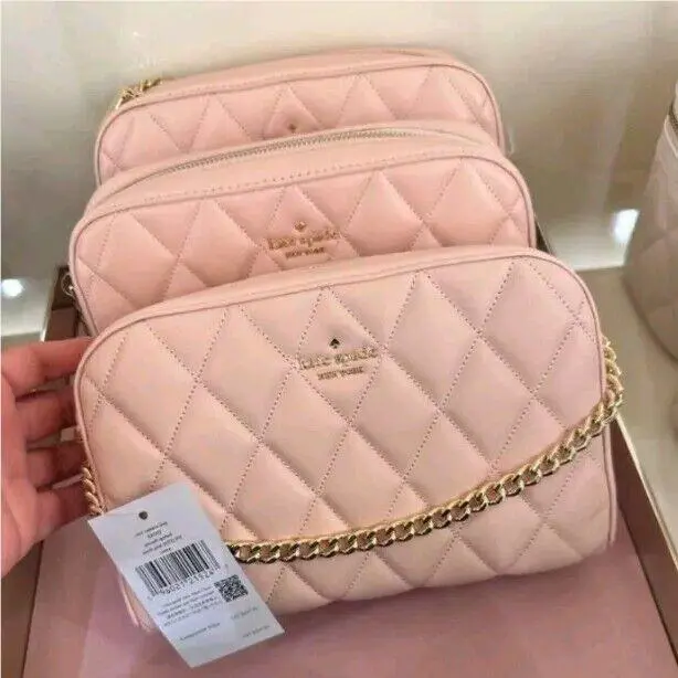 Kate Spade Carey Quilted Leather Mini Camera Bag Crossbody In Rose Smoke