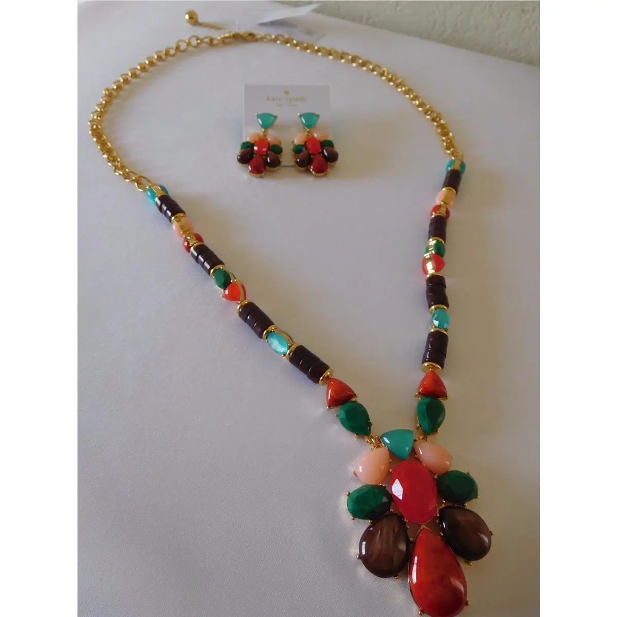 Kate Spade Fine Art Charm Statement Pendant with Matching Fine Art Earrings