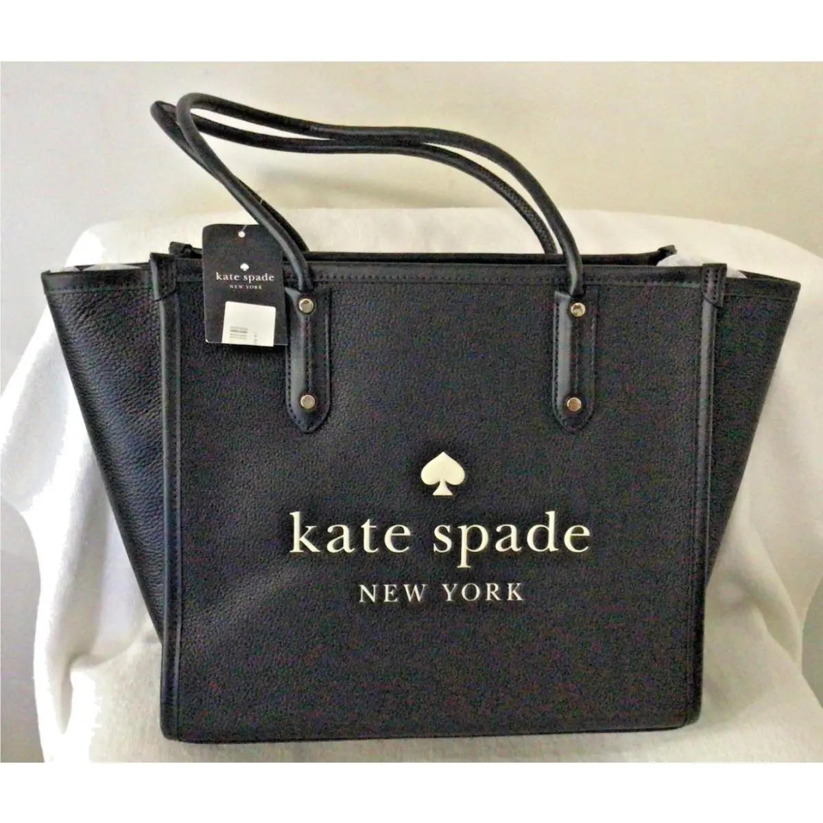 New Kate Spade K4688 Ella Pebbled Leather Large Tote Black New