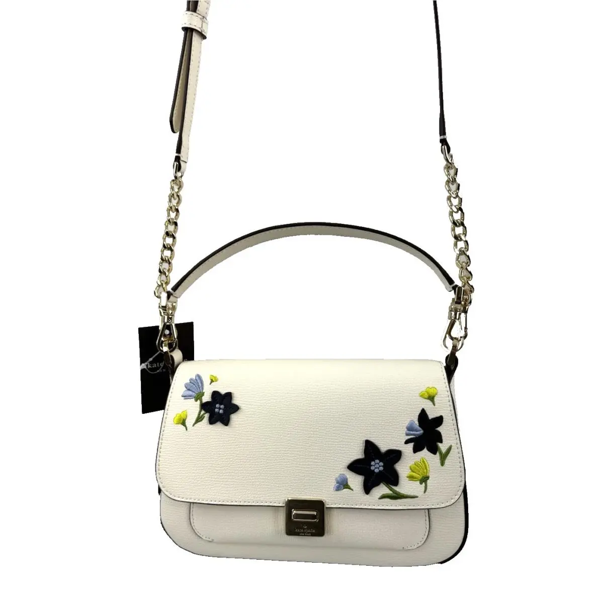 Kate Spade Phoebe Floral Applique Leather Flap Crossbody Top Handle KF556