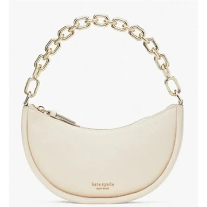 Kate Spade Smile Leather Crossbody Ivory Small Chain Strap Bag Milk Glass - Exterior: Ivory
