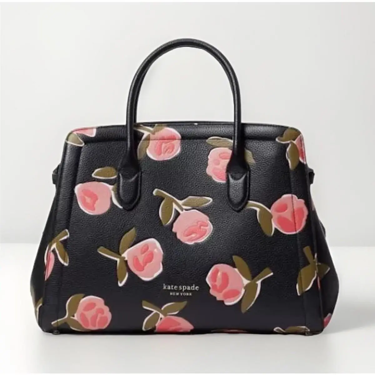 Sold-out Kate Spade Knott Ditsy Rose Leather Satchel - M Black Ret