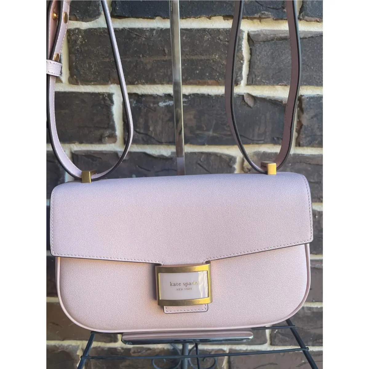 Kate Spade Katy Textured Lthr Medium Convertible Shoulder Bag Antique Pink