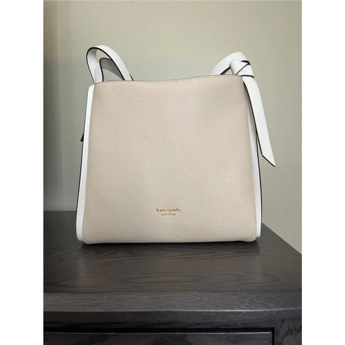 Kate Spade Colorblock Large Knott Shoulder Bag Mountain Pass Cream Beige Whitnwt