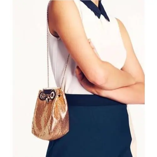Kate Spade NY Evening Belle Night Owl Evening Bag Rose Gold Metallic Clutch
