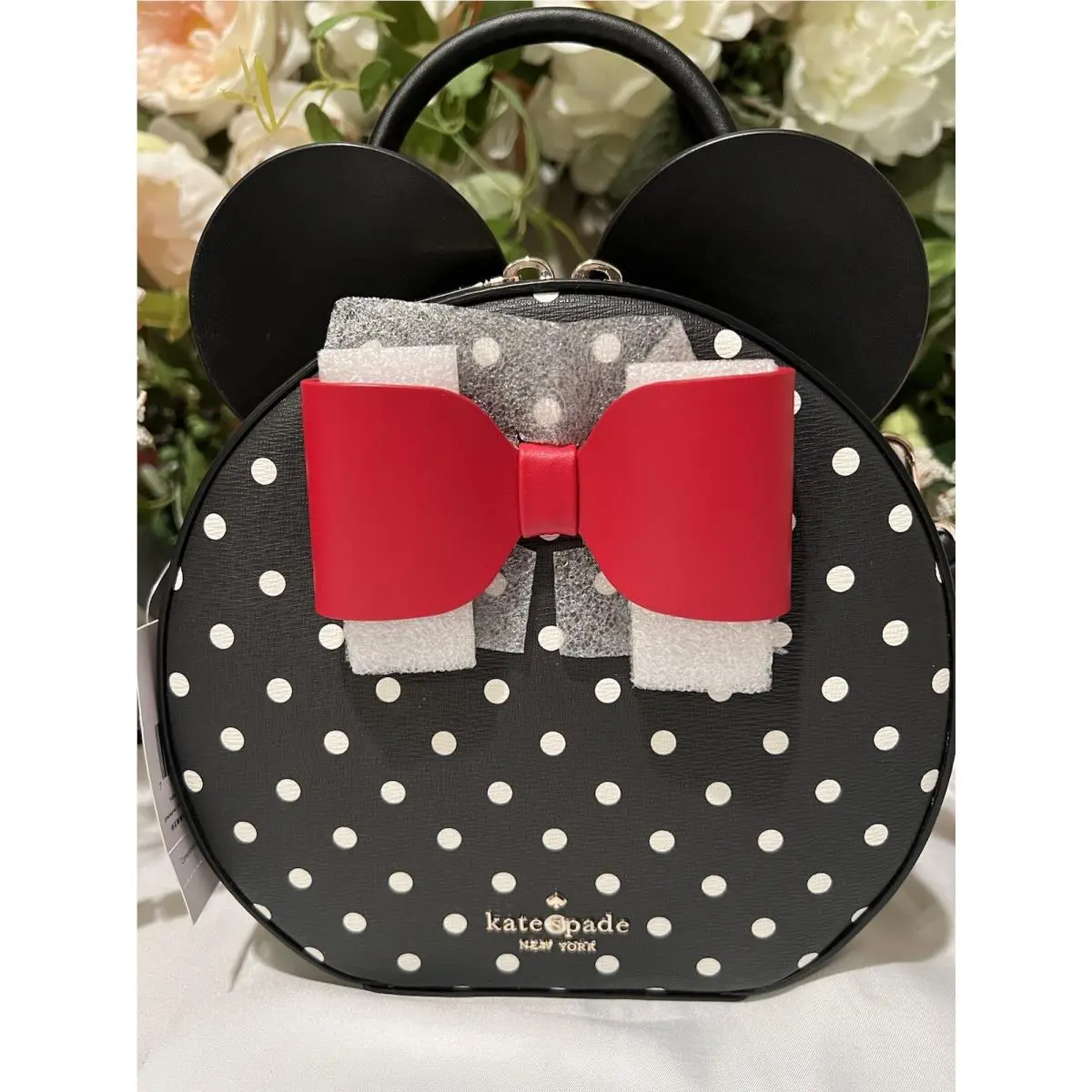 Disney x Kate Spade Minnie Mouse Crossbody Bag Black/white Polka Dot/red Bow