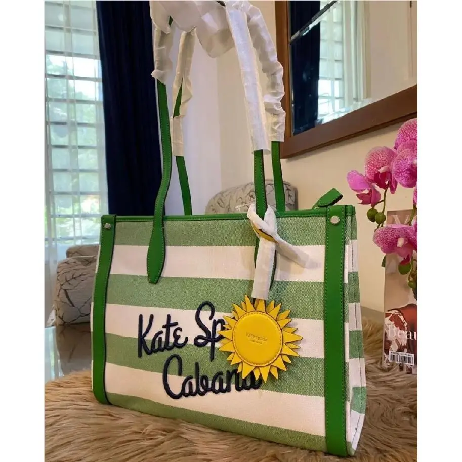 Kate Spade Market Cabana Canvas Medium Tote Green Multi
