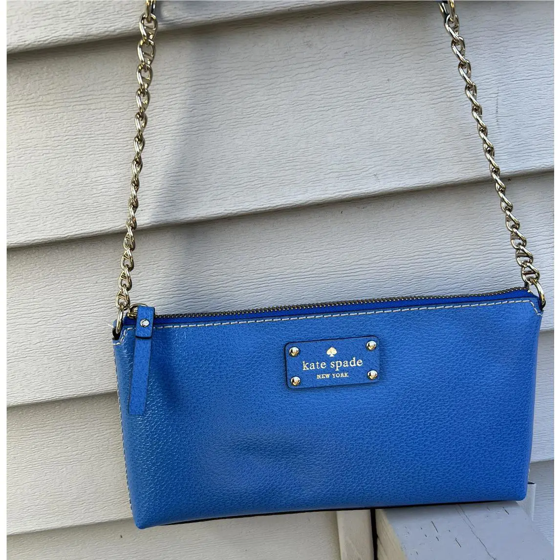 Kate Spade Wellesley Byrd Leather Purse with Gold Chain Handbag Omegablue