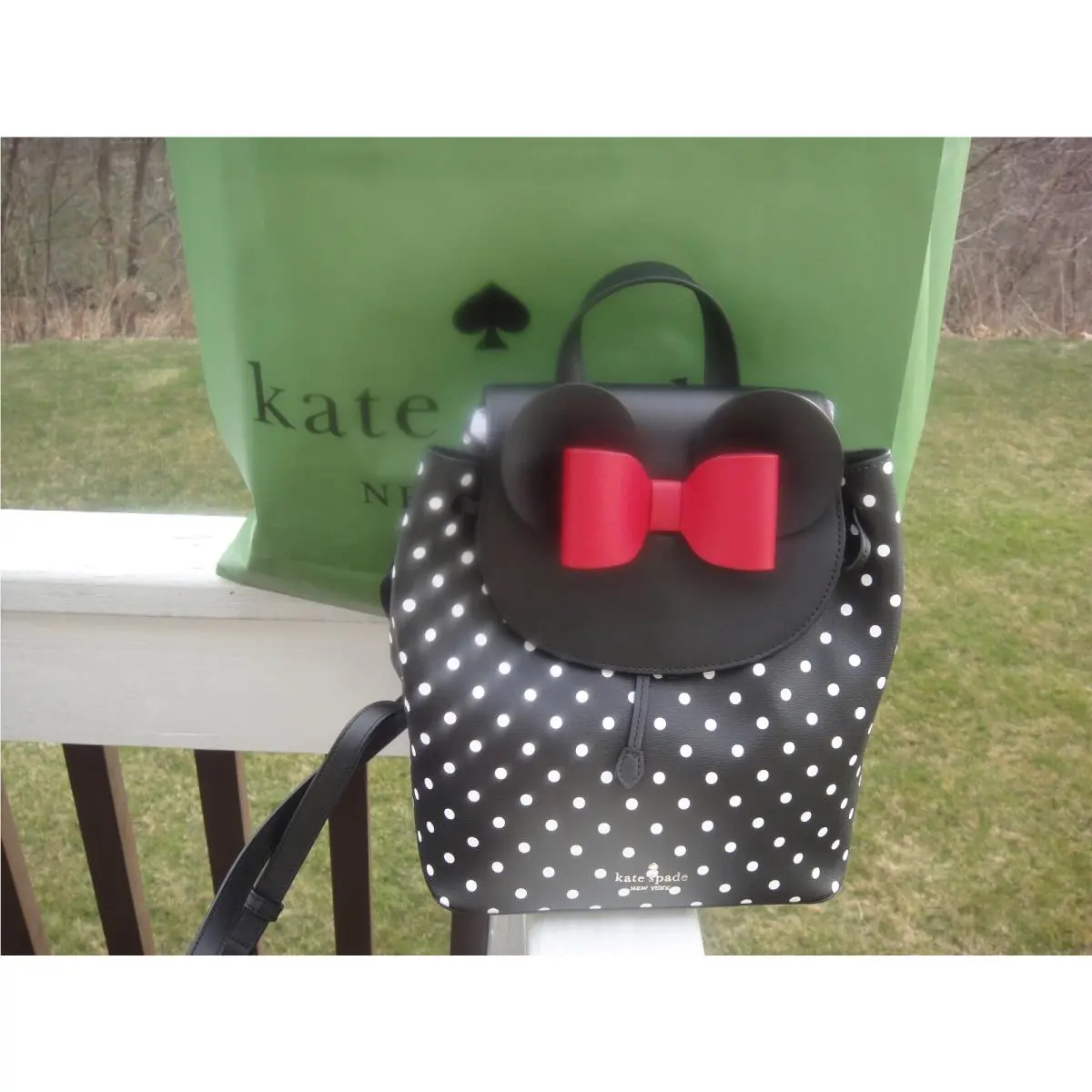 Kate Spade X Disney Minnie Mouse Medium Leather Back Pack.retail $379.Authentic