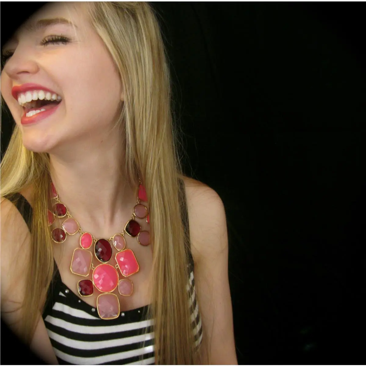 Kate Spade York Rare Kaleidoscope IN Pink Hues Necklace Bib Stone Collar
