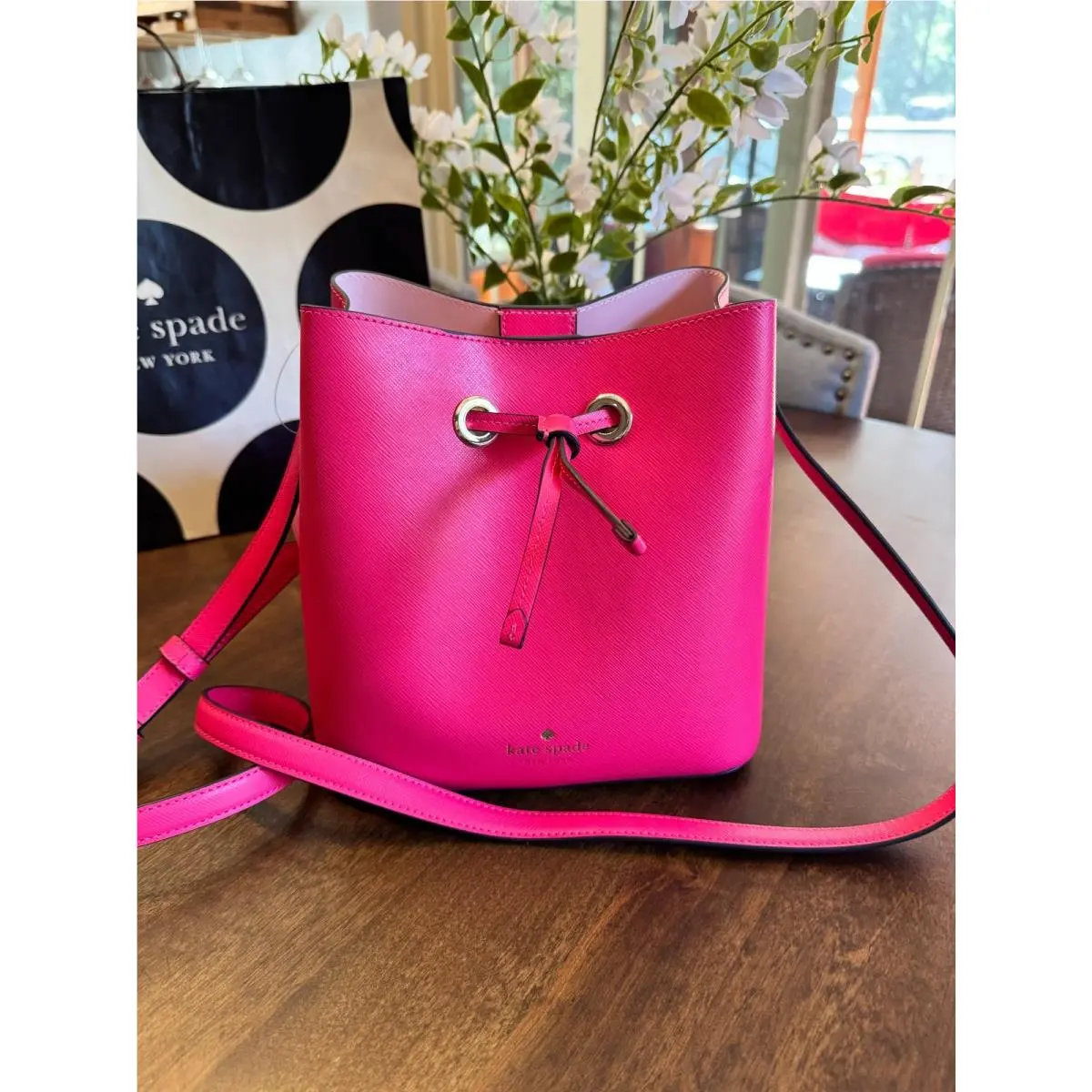 Kate Spade Sadie Bucket Bag Crossbody Purse Bikini Pink