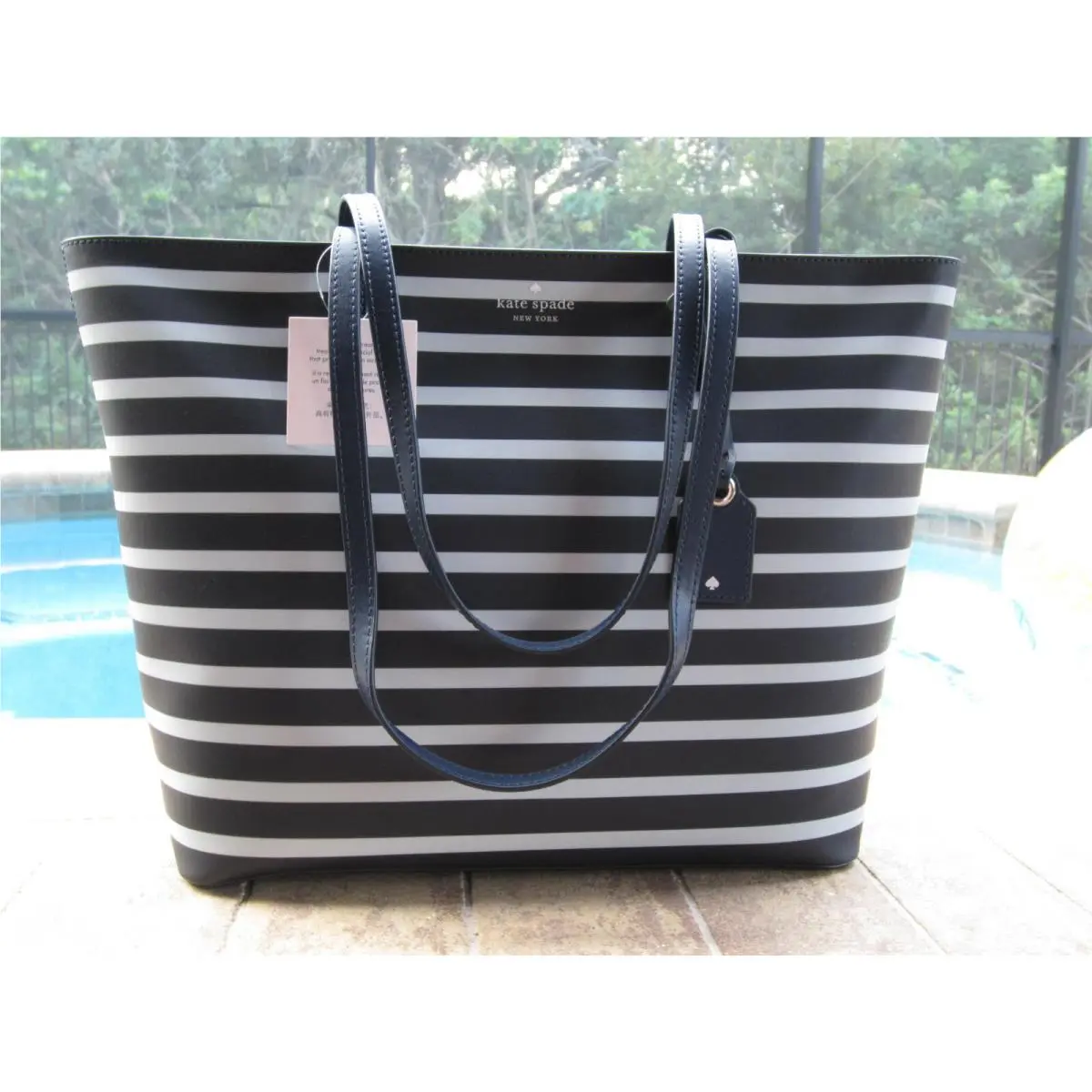 Kate Spade Janie Leather Tote Purse WKRU6264 Two Tone Blue