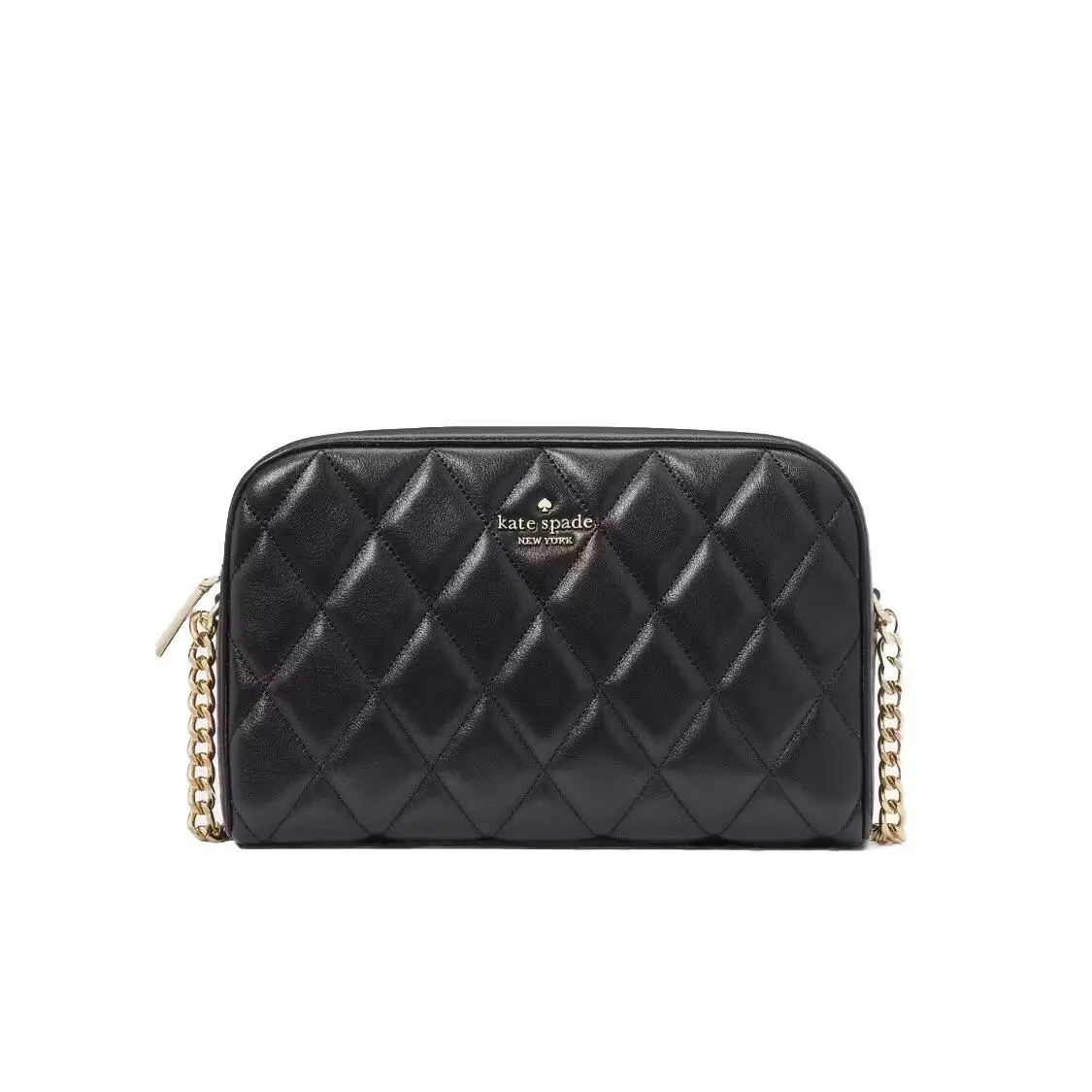 Kate Spade Carey Mini Black Quilted Smooth Leather Camera Crossbody Bag